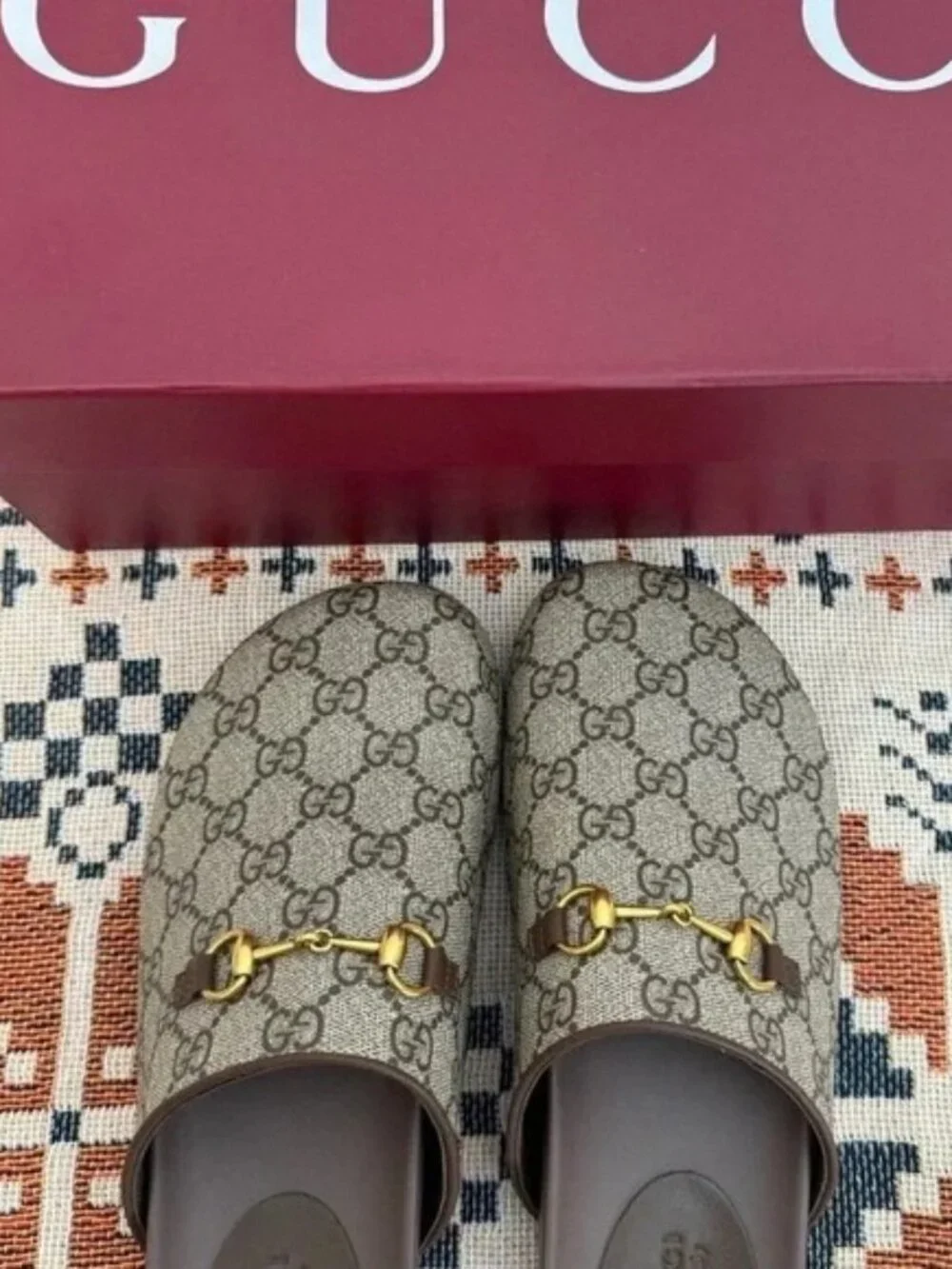 Gucci Supreme GG Monogram Horsebit Mule Slides